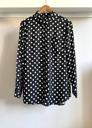 Легесенька,натуральна чорна сорочка в горох