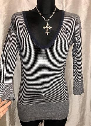 Винтажный пуловер в полоску с укорочеными рукавами abercrombie&fitch vintage 2000s y2k