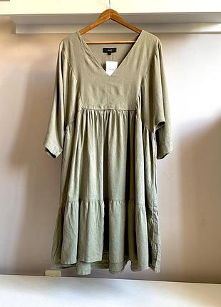 Натуральне плаття-хакі з льоном