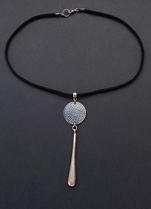 Чокер, кулон підвіска на шкіряному шнурку, емаль метал