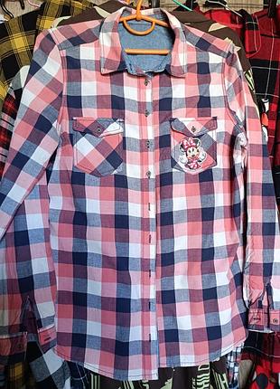 Рубашка в клетку мини маус