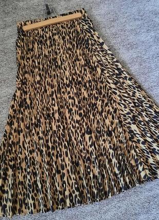 Юбка плиссе в леопардовый принт