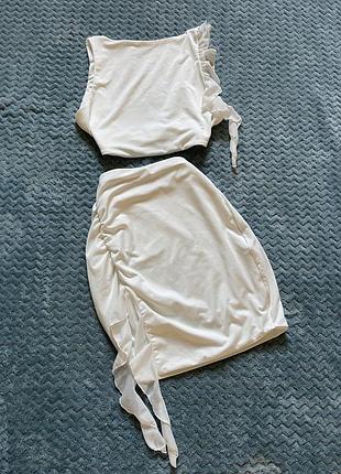 Костюм з рюшами shein топ та спідниця