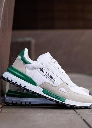 ‼️ знижка ‼️ кросівки lacoste elite active white beige green