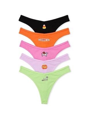 Набор из 5-ти трусиков стрингов в рубчик victoria’s secret оригинал трусы виктория сикрет