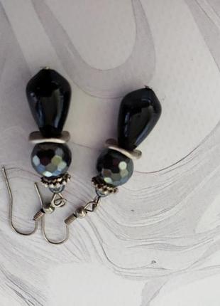 Серьги гематит и агат