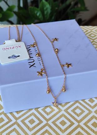 Ніжний ланцюжок з підвісками зірочки позолота медичне золото xuping ксюпінг
