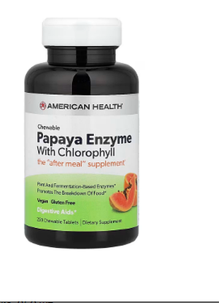 American health, ферменти папаї з хлорофілом, 250 жувальних таблеток