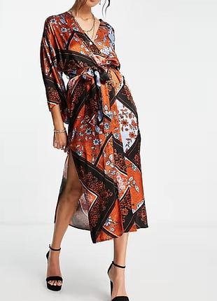 36-40р. платье халат кимоно, topshop атласная вискоза