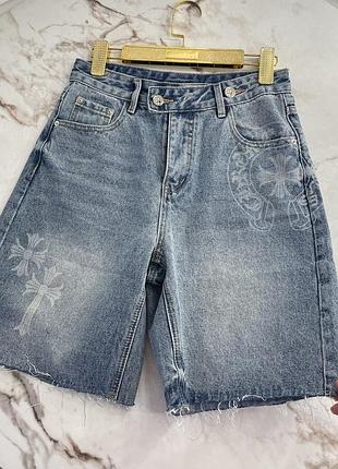Джинсовые шорты chrome hearts