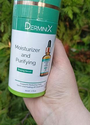 Увлажняющая и очищающая сыворотка-пилинг для лица derminix, 30 мл