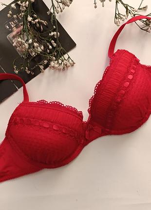 Бюстгальтер ажурный бюст кружевной красный кружевый m&amp;s 32c 70c