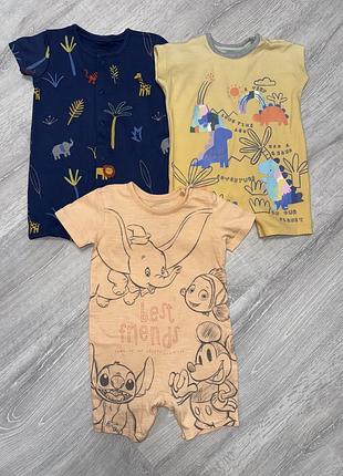 Комплект песочников, летних ромперов george, 6-9мес