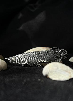 Брошка брошь рыба серебристая