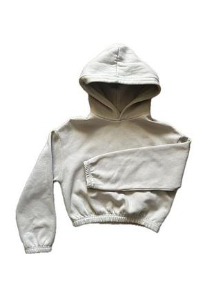 Укорочене кремове худі zara s