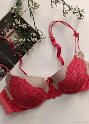 Бюстгальтер ажурный бюст кружевной лиф кружевый розовый hunkemoller 36b 80b 75c