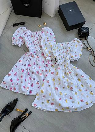 Муслиновое женское платье на резинке