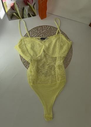 Шикарный лимонный кружевной боди select 🍋8 фото