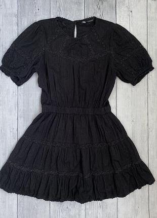 Котонновое черное платье от zara sm(36/38)