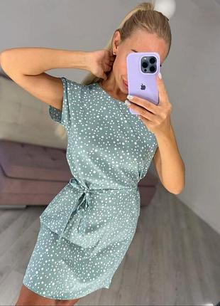 Летнее платье в горошек с поясом