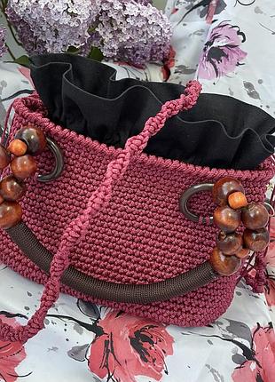 Сумка жіноча ручної роботи марсалла з шнура