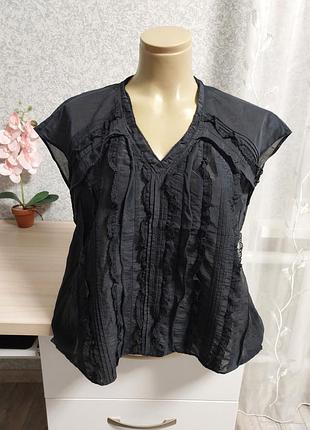 Блуза черная из коттона и шелка marccain.