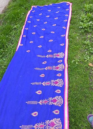 Сарі індійське синє сари 6