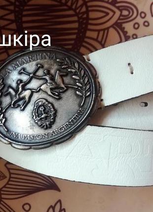 Вінтаж!білий шкіряний ремінь ручна робота велика пряжка