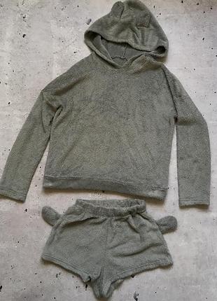 Піжама тепла мʼяка/ піжама шортики і кофта