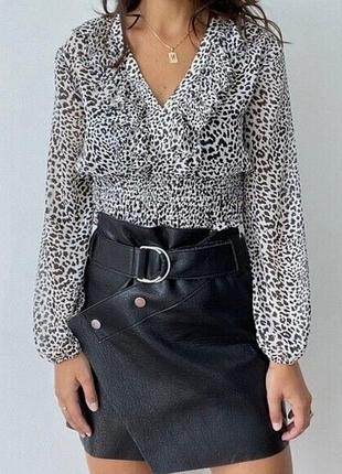 Жіноча коротка легка сорочка у леопардовий принт zara xs