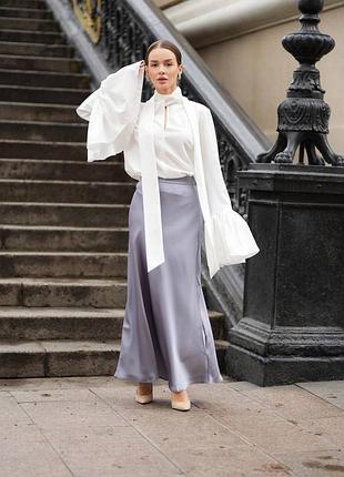 Довга сатинова спідниця, максі спідниця