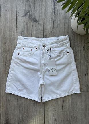 Білі джинсові шорти zara regular bermuda