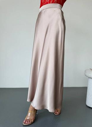 Довга сатинова спідниця, максі спідниця