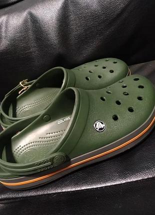 Крокс крокбенд клог темно - зелені crocs crocband clog forest green / slate grey