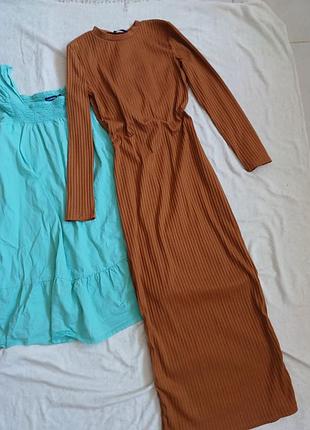 Сукня в рубчик обтисле міді максі футляр