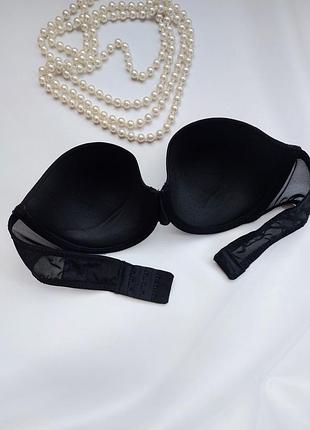 75с гладкий контурний чорний бюстгальтер балконет без бретелей h&m