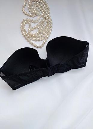 75с гладкий контурний чорний бюстгальтер балконет без бретелей h&m