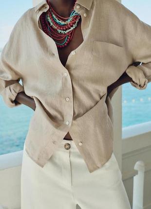 Льняна базова сорочка 100% льон zara