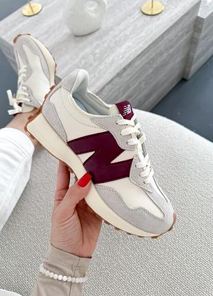 Жіночі кросівки new balance 327 beige/bordo
