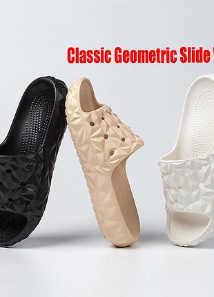Шльопанці жіночі classic geometric slide v чорні бежеві білі рожеві