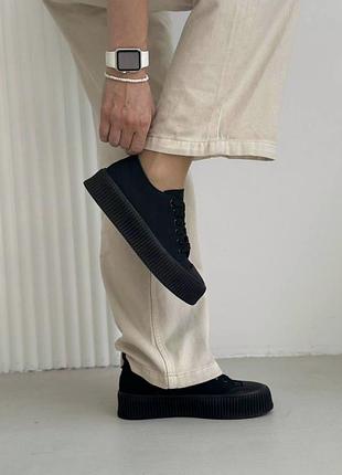 Кеди текстиль на платформі чорні жіночі весна літо