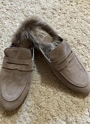 Новые замшевые мюли, лоферы испанский бренд torel оригинал натуральная кожа с мехом размер 39,38