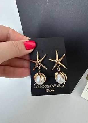 Позолоченные серьги с жемчужным alcozer &amp;j
