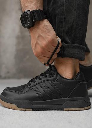 👟 мужские кроссовки tactile black черные кожаные  👟