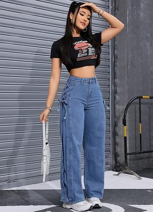 Широкі джинси wide leg jeans із завʼязками 😻