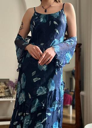 Сукня вінтажна плаття блакитне море mandy marsh, на тонких бретелях