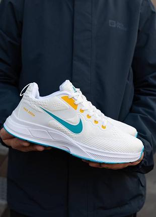 Кроссовки мужские zoom white blue yellow летние весенние легкие белые сетка 40 - 44