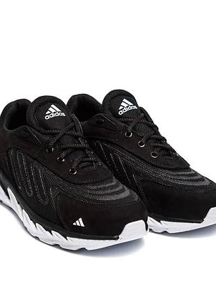 Кросівки чоловічі літні, шкіра сітка, adidas ozelia black, розмір 40-44