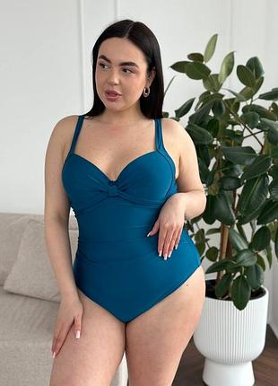 Sw3616 слитный купальник с чашками изумрудный для девушек plus size☀️