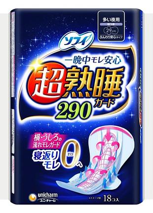 Unicharm sofy deep sleep ночные гигиенические прокладки 29 см, 18 шт